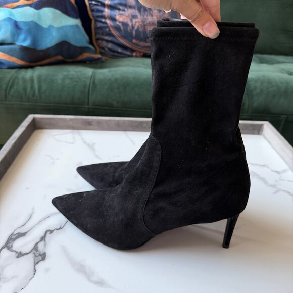 Stuart Weitzman Power Booties 75 in Black Suede Size 10.5 - Picture 3 of 10